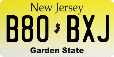 NJ license plate B80BXJ