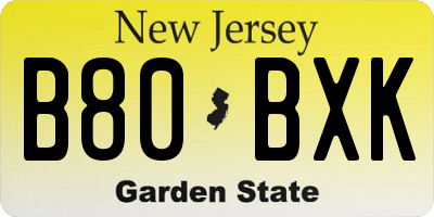 NJ license plate B80BXK