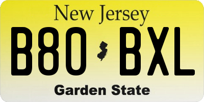 NJ license plate B80BXL