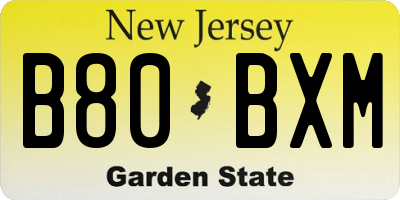NJ license plate B80BXM