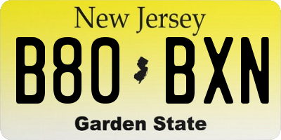 NJ license plate B80BXN