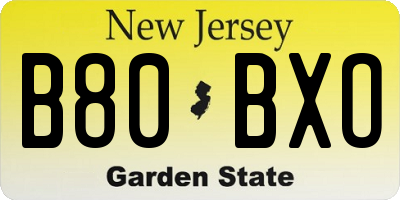 NJ license plate B80BXO