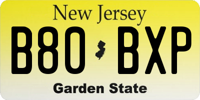 NJ license plate B80BXP