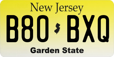 NJ license plate B80BXQ