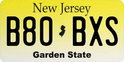 NJ license plate B80BXS