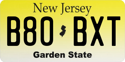 NJ license plate B80BXT