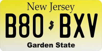 NJ license plate B80BXV