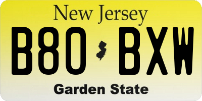 NJ license plate B80BXW