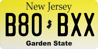 NJ license plate B80BXX