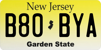 NJ license plate B80BYA
