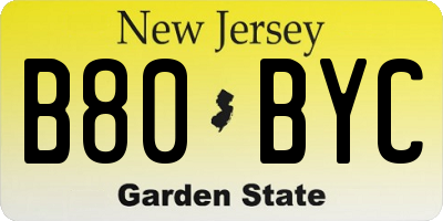 NJ license plate B80BYC