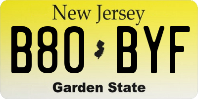 NJ license plate B80BYF