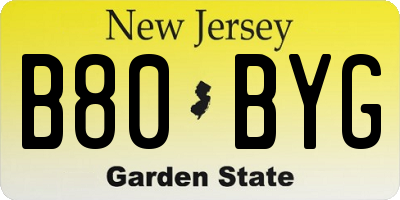 NJ license plate B80BYG