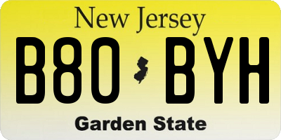 NJ license plate B80BYH