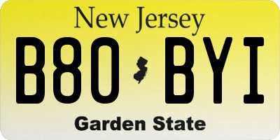 NJ license plate B80BYI
