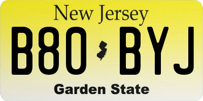 NJ license plate B80BYJ