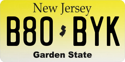 NJ license plate B80BYK