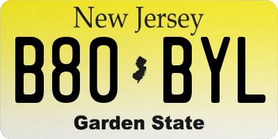 NJ license plate B80BYL