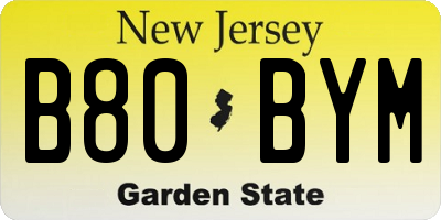 NJ license plate B80BYM