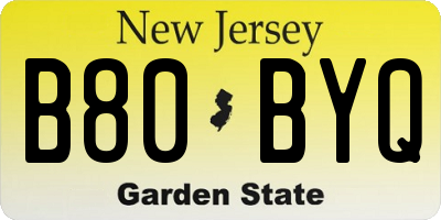 NJ license plate B80BYQ