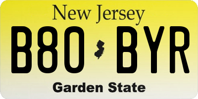 NJ license plate B80BYR