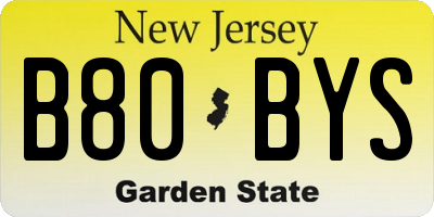 NJ license plate B80BYS