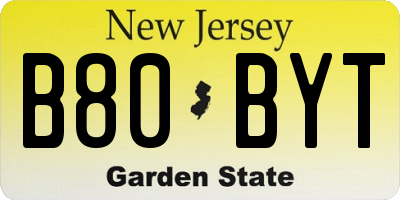 NJ license plate B80BYT