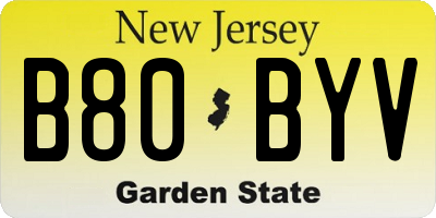 NJ license plate B80BYV