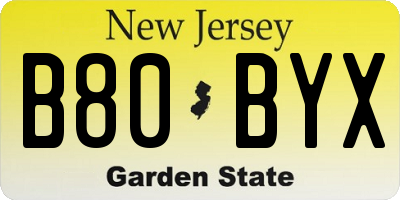 NJ license plate B80BYX