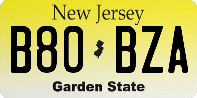 NJ license plate B80BZA