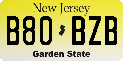NJ license plate B80BZB