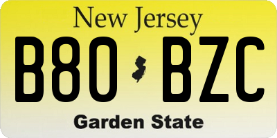 NJ license plate B80BZC