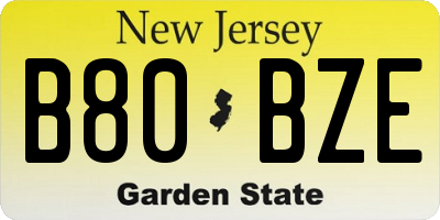 NJ license plate B80BZE