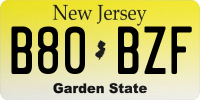 NJ license plate B80BZF