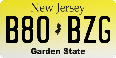 NJ license plate B80BZG