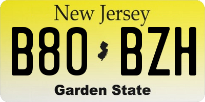 NJ license plate B80BZH