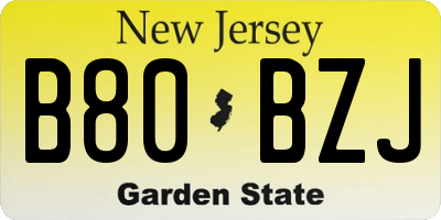 NJ license plate B80BZJ