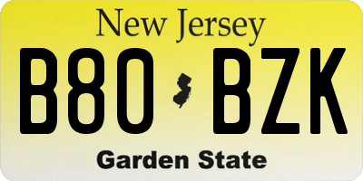 NJ license plate B80BZK