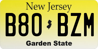 NJ license plate B80BZM