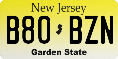 NJ license plate B80BZN