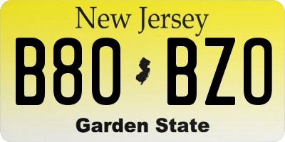 NJ license plate B80BZO