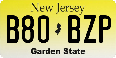 NJ license plate B80BZP