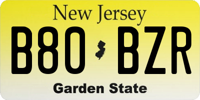 NJ license plate B80BZR