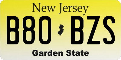 NJ license plate B80BZS