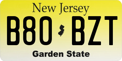 NJ license plate B80BZT