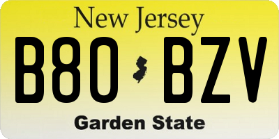 NJ license plate B80BZV