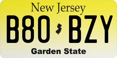 NJ license plate B80BZY