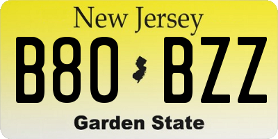 NJ license plate B80BZZ