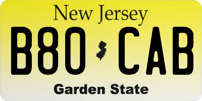 NJ license plate B80CAB
