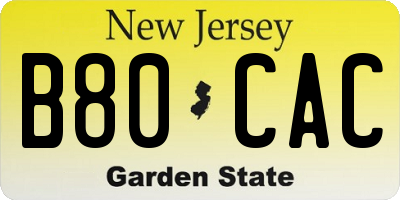 NJ license plate B80CAC